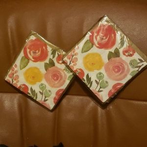 Party Amscan Napkins Set of 2  16ct ea pk Cocktail Bright Floral Flowers  NWT